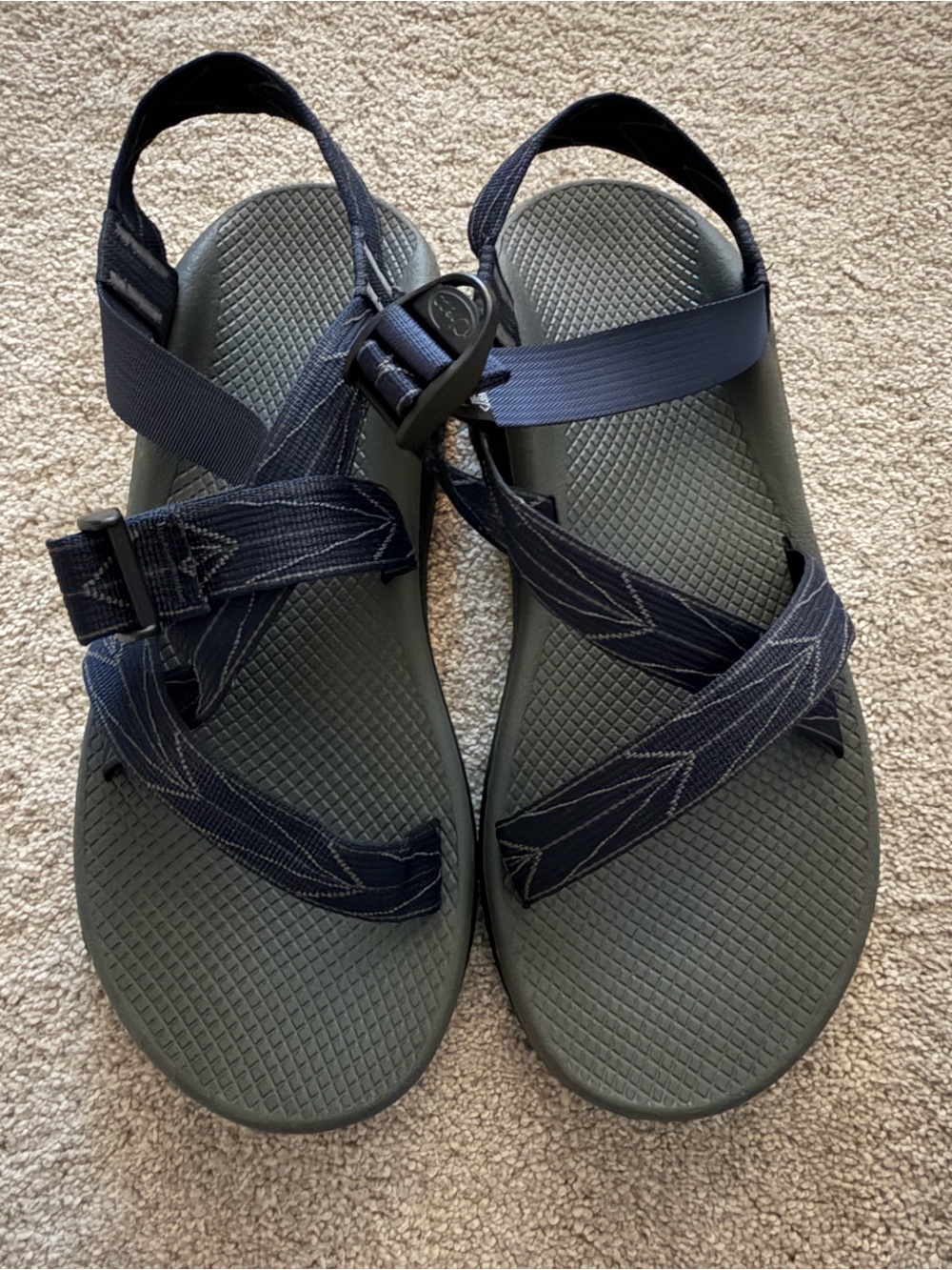 Men’s Size 12 gray, black and navy Chaco sandals